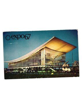 Expo 67 USSR Pavilion Postcard Montreal 1967 Vintage Plastichrome Canada Stamped